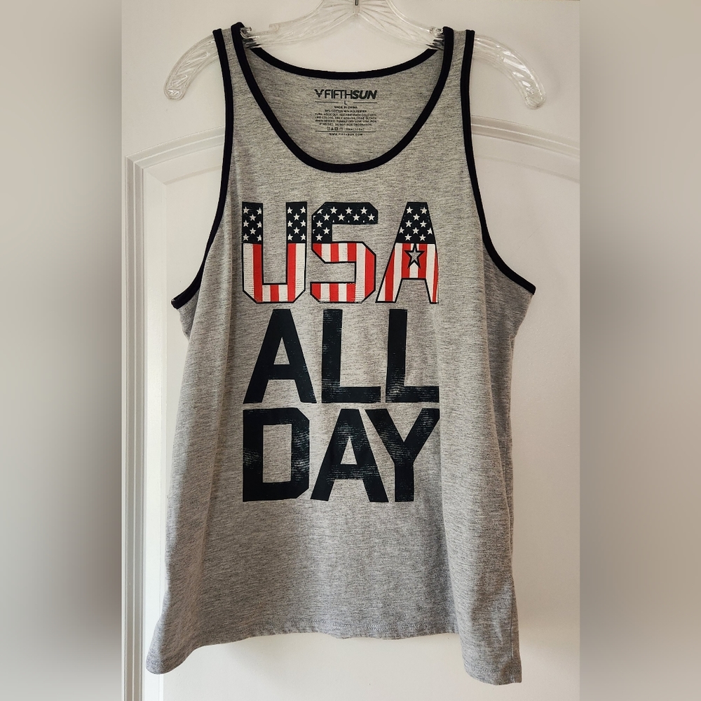 MEN'S FIFTH SUN USA ALL DAY TANK TOP SIZE LARGE